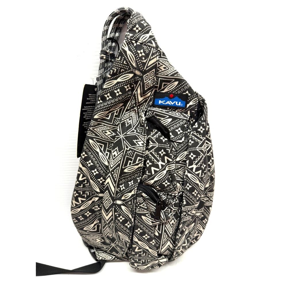NWT $55 KAVU Mini Rope Sling Bag‎ BLACK WHITE LUCKY BANDANA NEW SUMMER VACA BAG!